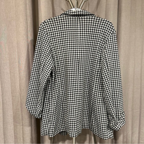 COPY - - -Philosophy Black White Gingham Blazer 3/4 Gathered Sleeve Women's Siz… - Picture 6 of 11